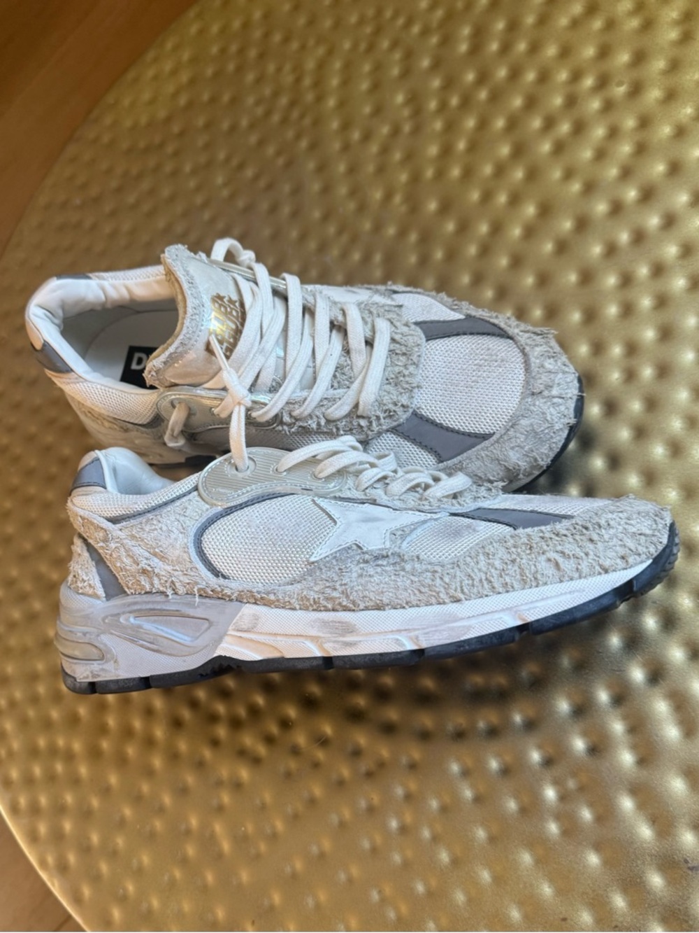 Golden Goose White, Gray & Gold Star Low-Top Sneakers - Picture 2 of 7